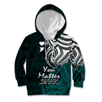 Your Matter Suicide Prevention Kid Hoodie Turqoise Polynesian Tribal LT9 Hoodie Turquoise - Polynesian Pride