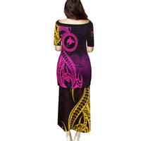 Papua New Guinea Island Puletasi Bird of Paradise with Gold Polynesian Tribal LT9 - Polynesian Pride