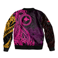 Papua New Guinea Island Sleeve Zip Bomber Jacket Bird of Paradise with Gold Polynesian Tribal LT9 - Polynesian Pride