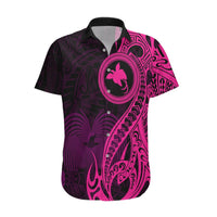 Papua New Guinea Island Hawaiian Shirt Bird of Paradise with Pink Polynesian Tribal LT9 Pink - Polynesian Pride