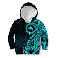 Papua New Guinea Island Kid Hoodie Bird of Paradise with Aqua Polynesian Tribal LT9 Hoodie Aqua - Polynesian Pride