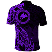 Papua New Guinea Island Polo Shirt Bird of Paradise with Purple Polynesian Tribal LT9 - Polynesian Pride