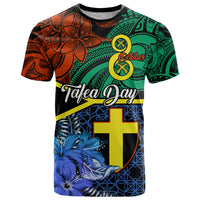 Tafea Day T Shirt Vanuatu Sand Drawing With Polynesian Pattern LT9 Blue - Polynesian Pride