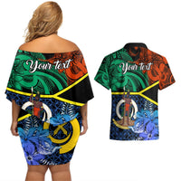 personalised-tafea-day-couples-matching-off-shoulder-short-dress-and-hawaiian-shirt-vanuatu-sand-drawing-with-polynesian-pattern