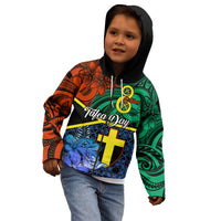 Personalised Tafea Day Kid Hoodie Vanuatu Sand Drawing With Polynesian Pattern LT9 - Polynesian Pride