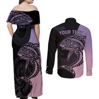 personalised-polynesia-fishing-couples-matching-off-shoulder-maxi-dress-and-long-sleeve-button-shirts-with-maori-hei-matau-fish-hook-pastel-art
