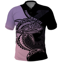 Personalised Polynesia Fishing Polo Shirt With Maori Hei Matau Fish Hook Pastel Art LT9 Pastel - Polynesian Pride