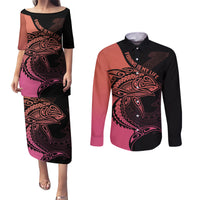 personalised-polynesia-fishing-couples-matching-puletasi-dress-and-long-sleeve-button-shirts-with-maori-hei-matau-fish-hook-pink-art