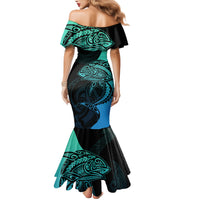 personalised-polynesia-fishing-family-matching-mermaid-dress-and-hawaiian-shirt-with-maori-hei-matau-fish-hook-turquoise-art