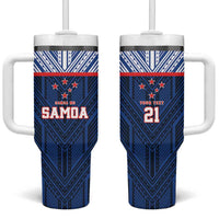 Custom Rugby Toa Samoa Tumbler With Handle Samoa mo Samoa Island Warrior Pride - Polynesian Pride