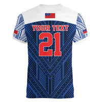 Custom Rugby Toa Samoa Women V-Neck T-Shirt Samoa mo Samoa Island Warrior Pride - Polynesian Pride