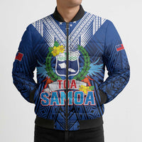 Custom Rugby Toa Samoa Bomber Puffer Jacket Samoa mo Samoa Strength in Tatau - Polynesian Pride
