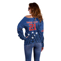 Custom Rugby Toa Samoa Off Shoulder Sweater Samoa mo Samoa Strength in Tatau - Polynesian Pride