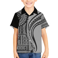 Samoa Siapo Arty Kid Hawaiian Shirt Black Style LT9 Kid Black - Polynesian Pride