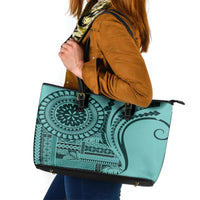 Samoa Siapo Arty Leather Tote Bag Turquoise Style LT9 Turquoise - Polynesian Pride