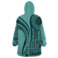 Samoa Siapo Arty Wearable Blanket Hoodie Turquoise Style LT9 - Polynesian Pride