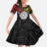Aotearoa and Niue Mo Te Tiriti Family Matching Mermaid Dress and Hawaiian Shirt New Zealand Honour The Treaty Ake!Ake!Ake! LT9 Daughter's Dress Gold - Polynesian Pride