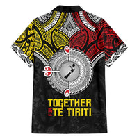 Aotearoa and Niue Mo Te Tiriti Family Matching Off Shoulder Short Dress and Hawaiian Shirt New Zealand Honour The Treaty Ake!Ake!Ake! LT9 - Polynesian Pride