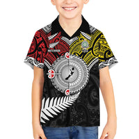 Aotearoa and Niue Mo Te Tiriti Family Matching Summer Maxi Dress and Hawaiian Shirt New Zealand Honour The Treaty Ake!Ake!Ake! LT9 Son's Shirt Gold - Polynesian Pride