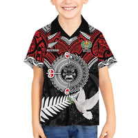 Aotearoa and Tonga Mo Te Tiriti Family Matching Tank Maxi Dress and Hawaiian Shirt New Zealand Honour The Treaty Ake!Ake!Ake! LT9 Son's Shirt Red - Polynesian Pride