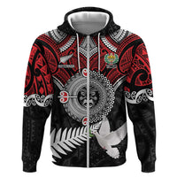 Aotearoa and Tonga Mo Te Tiriti Zip Hoodie New Zealand Honour The Treaty Ake!Ake!Ake! LT9 Zip Hoodie Red - Polynesian Pride