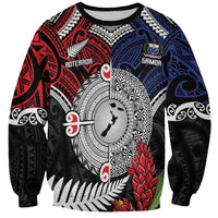 Aotearoa and Samoa Mo Te Tiriti Sweatshirt Tangata Moana Stand with Tangata Whenua LT9 Unisex Blue - Polynesian Pride