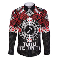 Aotearoa Proud To Be Maori Family Matching Mermaid Dress and Hawaiian Shirt New Zealand Fight Together LT9 Dad's Shirt - Long Sleeve Red - Polynesian Pride