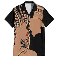 Personalised Valentines Day Romantic Lovers Family Matching Off Shoulder Short Dress and Hawaiian Shirt LT9 Dad's Shirt - Short Sleeve Gold - Polynesian Pride