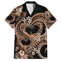 Polynesia Valentines Day Forever In My Heart Tattoo Family Matching Puletasi and Hawaiian Shirt Gold Style LT9 Dad's Shirt - Short Sleeve Gold - Polynesian Pride
