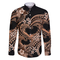 Polynesia Valentines Day Forever In My Heart Tattoo Family Matching Puletasi and Hawaiian Shirt Gold Style LT9 Dad's Shirt - Long Sleeve Gold - Polynesian Pride