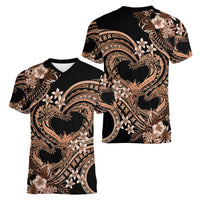 Polynesia Valentines Day Forever In My Heart Tattoo Women V Neck T Shirt Gold Style LT9 - Polynesian Pride