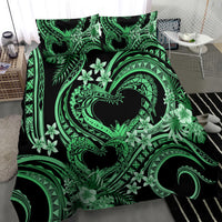 Polynesia Valentines Day Forever In My Heart Tattoo Bedding Set Green Style LT9 - Polynesian Pride