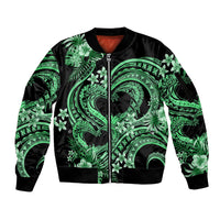 Polynesia Valentines Day Forever In My Heart Tattoo Sleeve Zip Bomber Jacket Green Style LT9 Unisex Green - Polynesian Pride