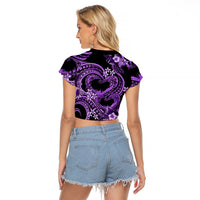 Polynesia Valentines Day Forever In My Heart Tattoo Raglan Cropped T Shirt Purple Style LT9 - Polynesian Pride