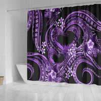 Polynesia Valentines Day Forever In My Heart Tattoo Shower Curtain Purple Style LT9 - Polynesian Pride