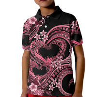 Polynesia Valentines Day Forever In My Heart Tattoo Kid Polo Shirt Pink Style LT9 Kid Pink - Polynesian Pride