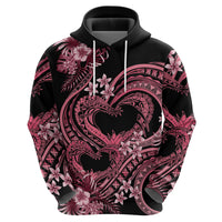 Polynesia Valentines Day Forever In My Heart Tattoo Zip Hoodie Pink Style LT9 - Polynesian Pride