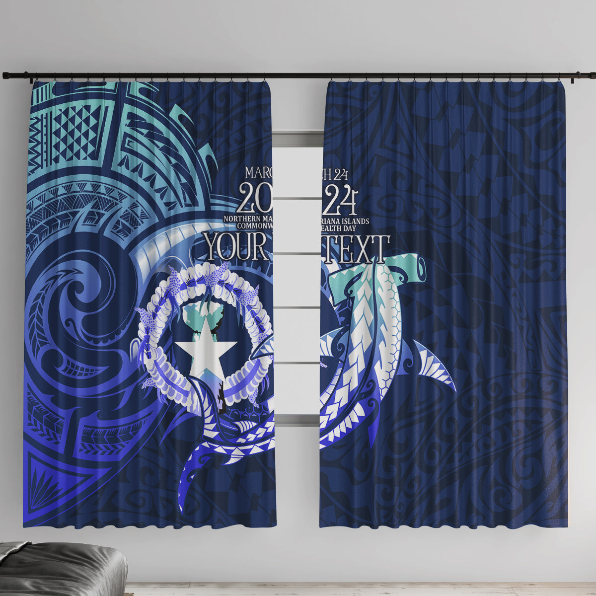 Personalised Northern Mariana Islands Window Curtain Commonwealth Day 2024