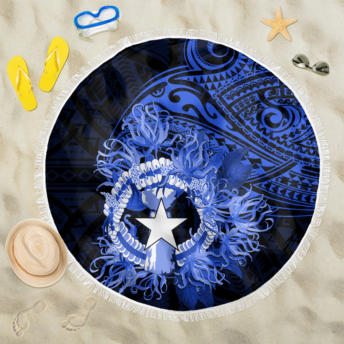 Northern Mariana Islands Ylang-ylang Mwarmwar Beach Blanket Polynesian Blue Style