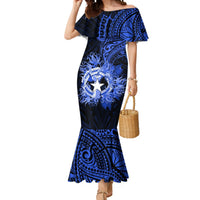 Northern Mariana Islands Ylang-ylang Mwarmwar Mermaid Dress Polynesian Blue Style LT9 Women Blue - Polynesian Pride