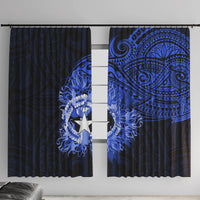 Northern Mariana Islands Ylang-ylang Mwarmwar Window Curtain Polynesian Blue Style LT9 With Hooks Blue - Polynesian Pride