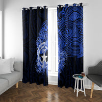 Northern Mariana Islands Ylang-ylang Mwarmwar Window Curtain Polynesian Blue Style LT9 With Grommets Blue - Polynesian Pride
