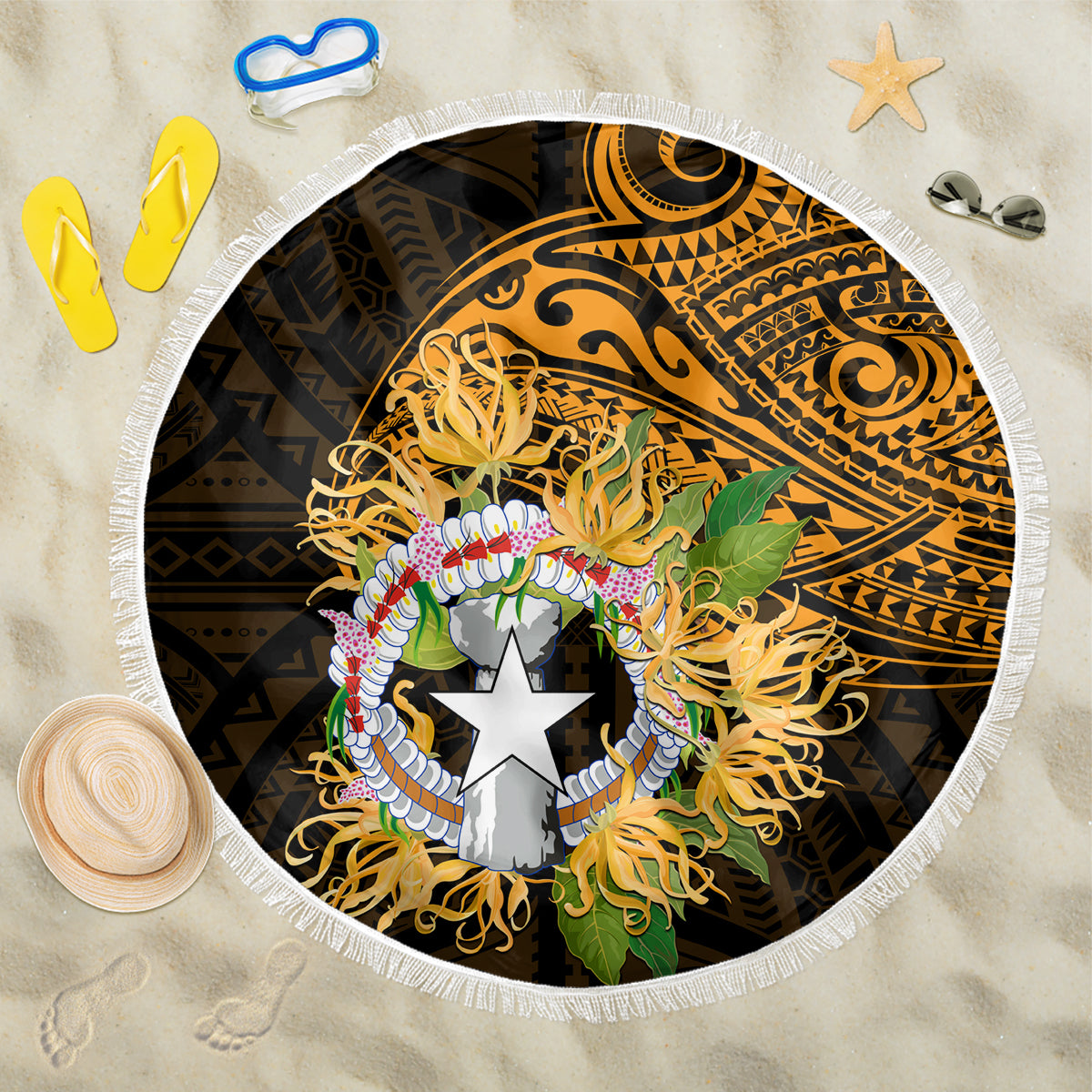 Northern Mariana Islands Ylang-ylang Mwarmwar Beach Blanket Polynesian Gold Style