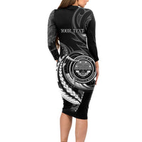 Personalised FSM Culture Day Long Sleeve Bodycon Dress Hammerhead Shark Tribal 2024 LT9 - Polynesian Pride