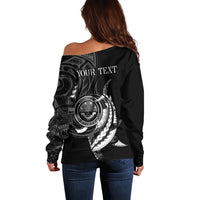 Personalised FSM Culture Day Off Shoulder Sweater Hammerhead Shark Tribal 2024 LT9 - Polynesian Pride