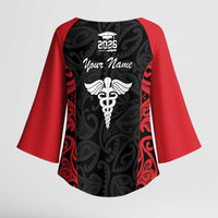 New Zealand Nurse RN 2026 Personalised Kimono Sleeve Blouse Red Maori Pattern Cultural Pride LT9 - Polynesian Pride