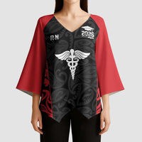 New Zealand Nurse RN 2026 Personalised Kimono Sleeve Blouse Red Maori Pattern Cultural Pride LT9 - Polynesian Pride