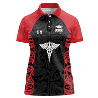 New Zealand Nurse RN 2026 Personalised Women Polo Shirt Red Maori Pattern Cultural Pride