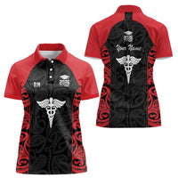 New Zealand Nurse RN 2026 Personalised Women Polo Shirt Red Maori Pattern Cultural Pride
