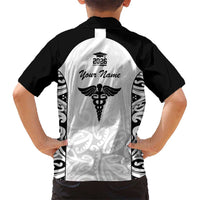 New Zealand Nurse RN 2026 Personalised Kid Hawaiian Shirt White Maori Pattern Cultural Pride LT9 - Polynesian Pride